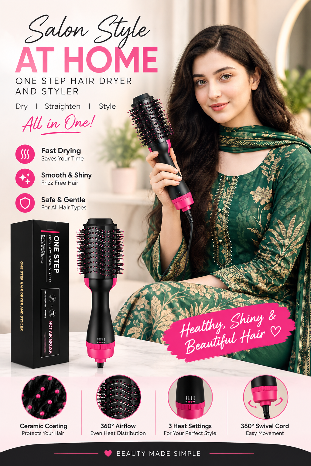 Blowout Brush Dryer – One-Step Hair Dryer and Styler