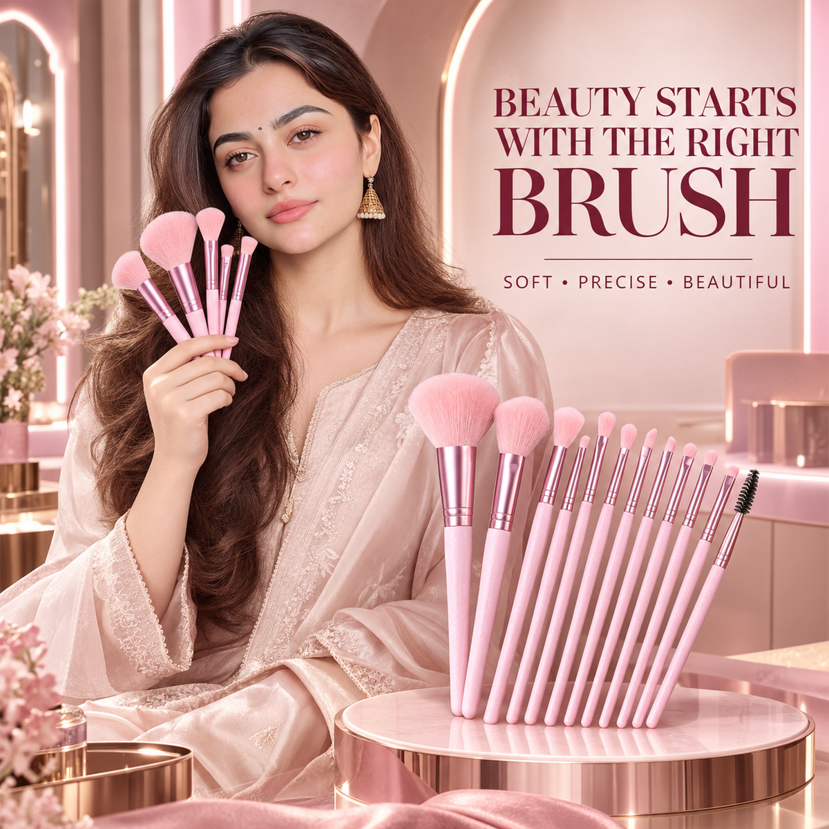 13 Pieces Soft Fluffy Makeup Brush Set – Complete Makeup Brush Kit