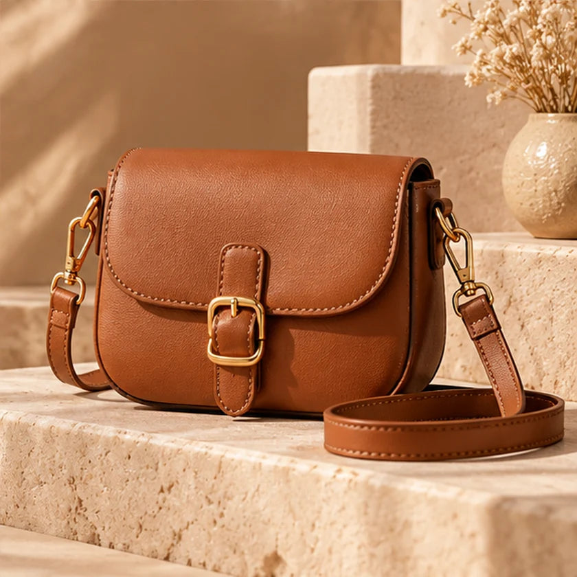 Illustrative product concept: Tan Saddle Crossbody Bag