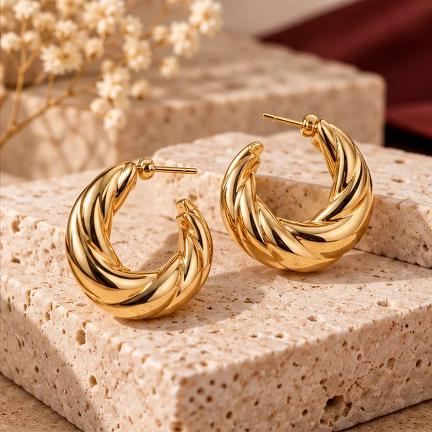 Illustrative product concept: Sculpted Gold-Tone Hoop Earrings