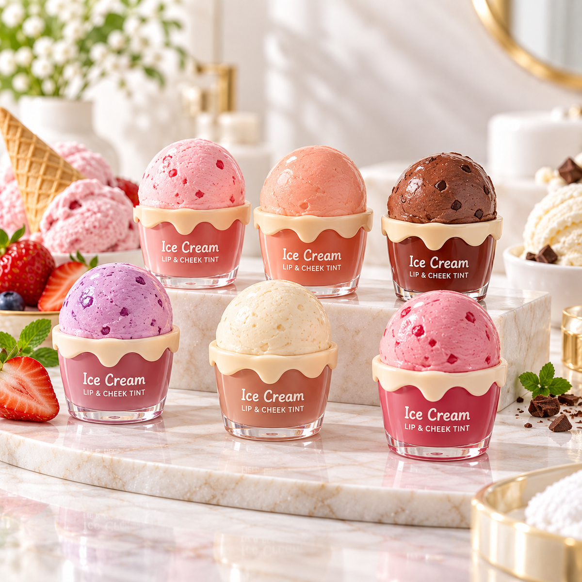 Ice Cream Lip & Cheek Tint – 6 Piece Set